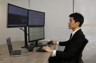 computer, office, business, laptop, desk trader in the financial multi-screen