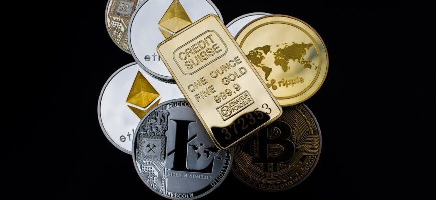 cryptocurrency, gold bar, concept