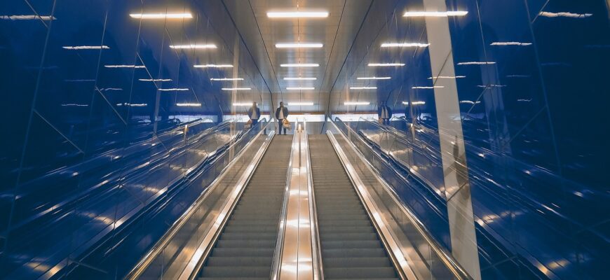 escalator, subway, stairs