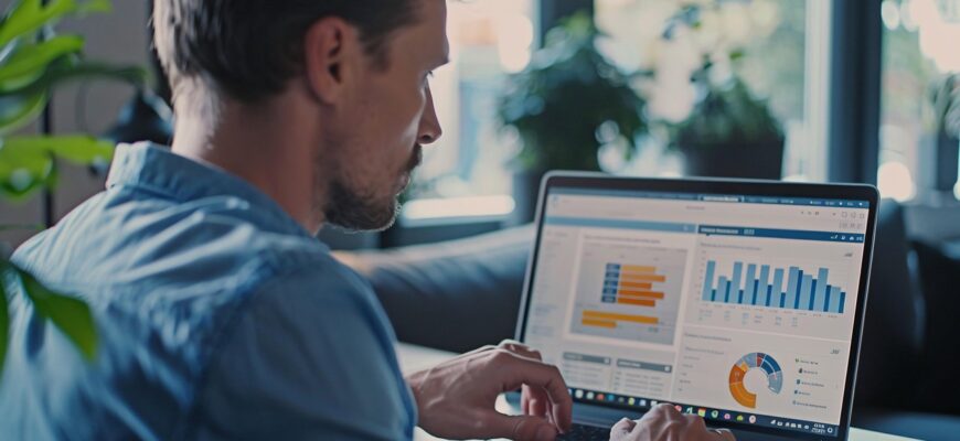 laptop, data analysis, charts, graphs, workspace, modern office, professional, technology, computer, man working, focus, business, tech-savvy, analysis, digital, contemporary, data-driven, monitoring, screen, business analysis, office, computer screen, analytics, ai generated