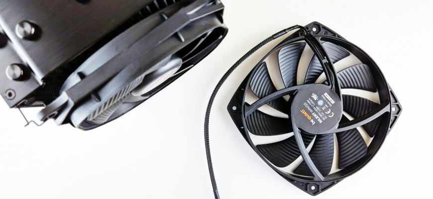 a black fan and a white fan on a white surface